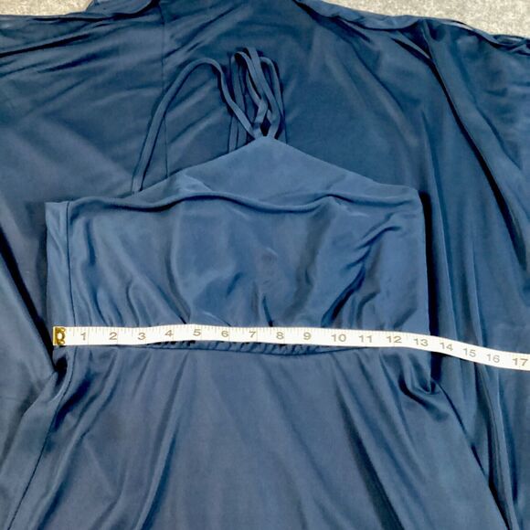 Azazie Flowing Blue Dress Size J16 Floor Length Halter *Read Description* - Picture 8 of 11